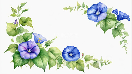 蓝色牵牛花花卉装饰图案