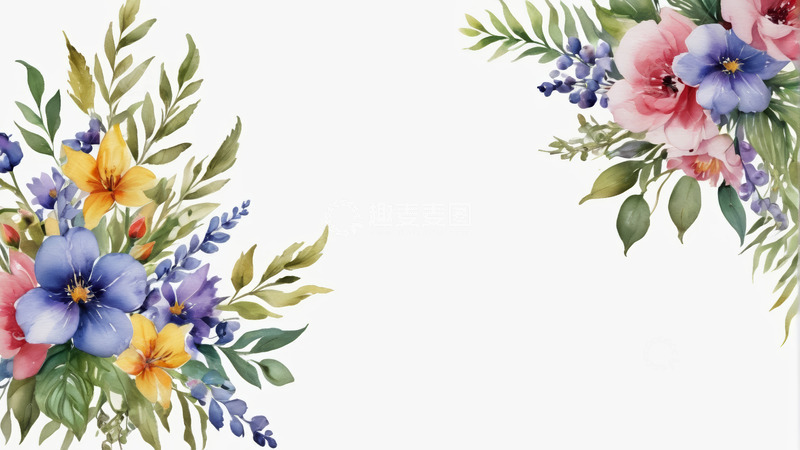 高清大图下载【趣麦麦图】水彩花卉装饰图案