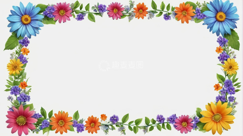 高清大图下载【趣麦麦图】彩色花卉装饰边框