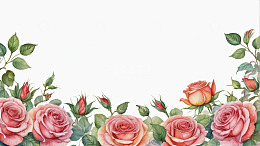水彩风格玫瑰花卉边框素材