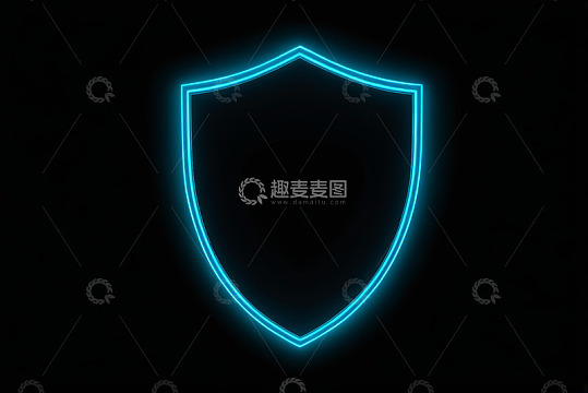 蓝色发光盾牌图形素材