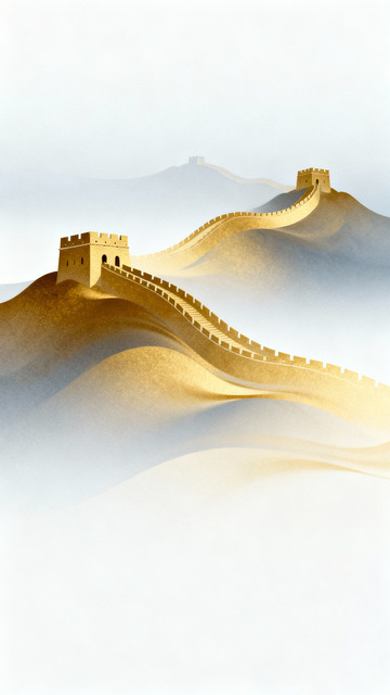 国潮风金色长城