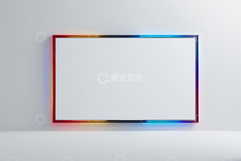 高清大图下载【趣麦麦图】带彩色发光边框的空白画框