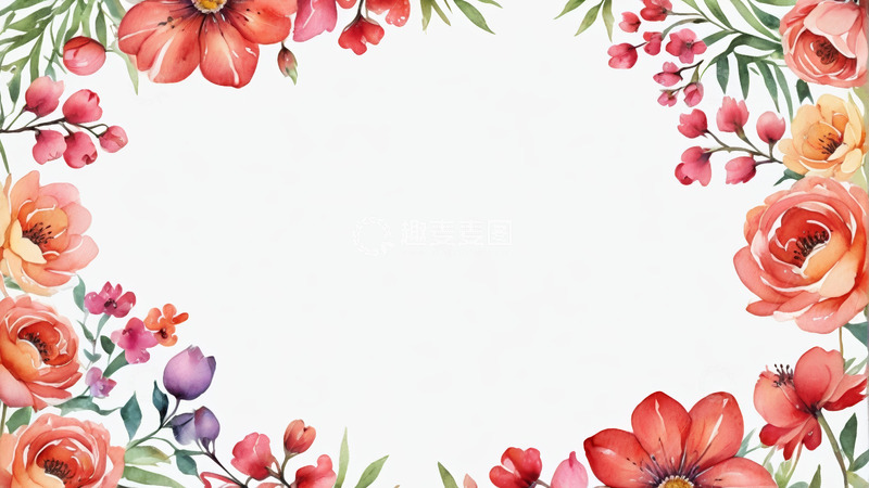 高清大图下载【趣麦麦图】水彩花卉边框装饰素材