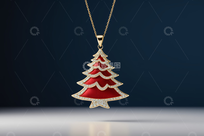高清大图下载【趣麦麦图】圣诞树造型项链珠宝素材