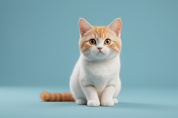 橘白小猫正坐特写