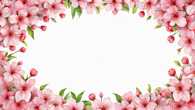 粉色樱花花卉边框设计素材