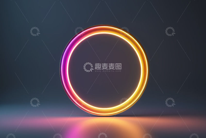 高清大图下载【趣麦麦图】彩色发光霓虹圆环素材