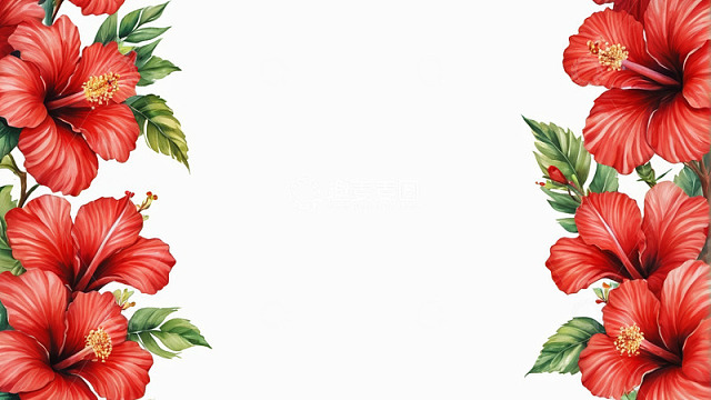 红色扶桑花装饰图案