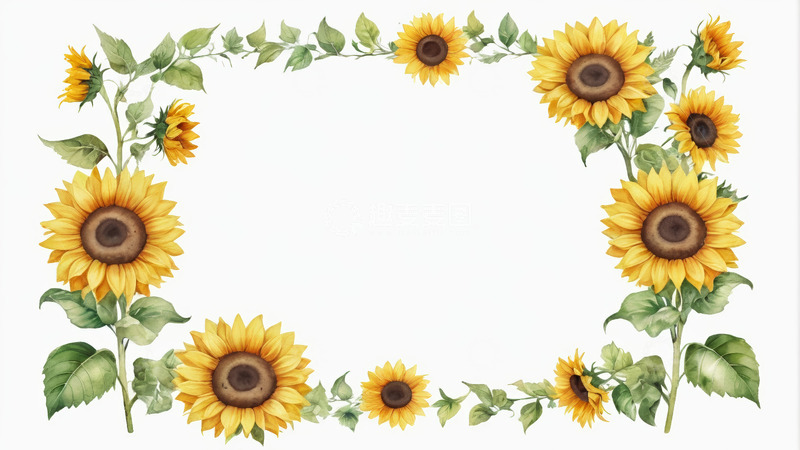 高清大图下载【趣麦麦图】向日葵花卉边框装饰素材