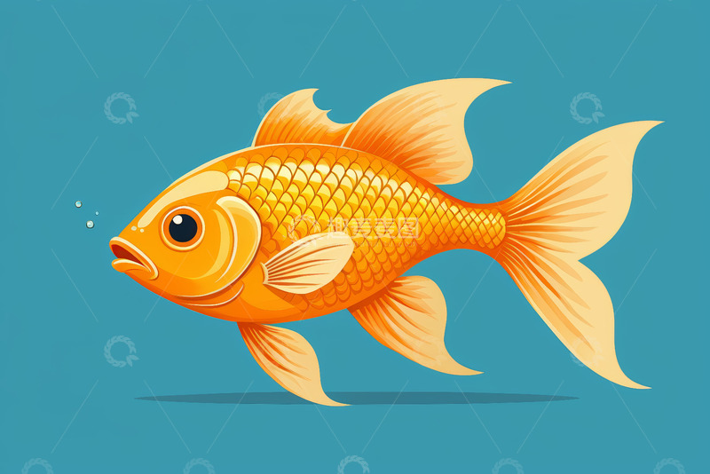 高清大图下载【趣麦麦图】卡通风格游动的金鱼