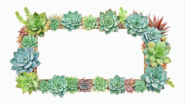 多肉植物组成的方形装饰框