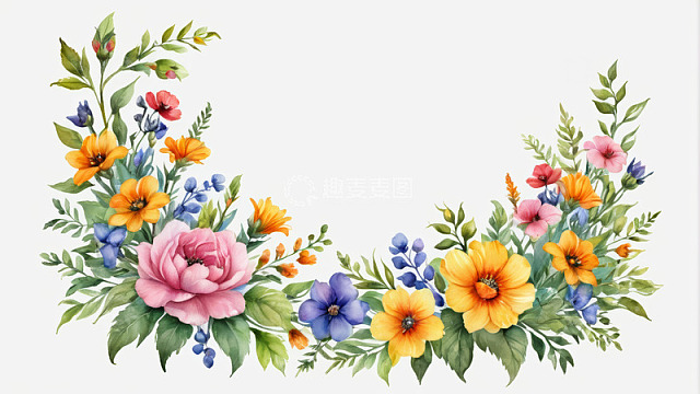 水彩风格花卉装饰图案