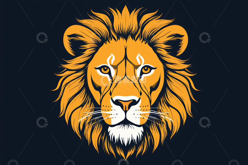 高清大图下载【趣麦麦图】狮子头部插画素材