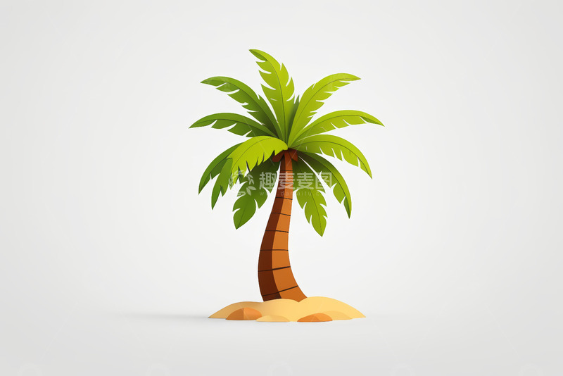 高清大图下载【趣麦麦图】卡通风格单棵椰子树