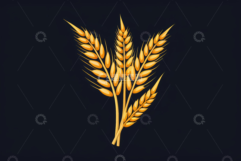 高清大图下载【趣麦麦图】黑色背景下的麦穗图案
