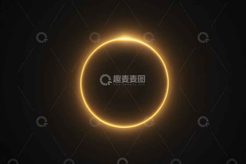 高清大图下载【趣麦麦图】黑色背景发光金色圆环