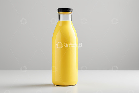 玻璃瓶黄色果汁饮品素材