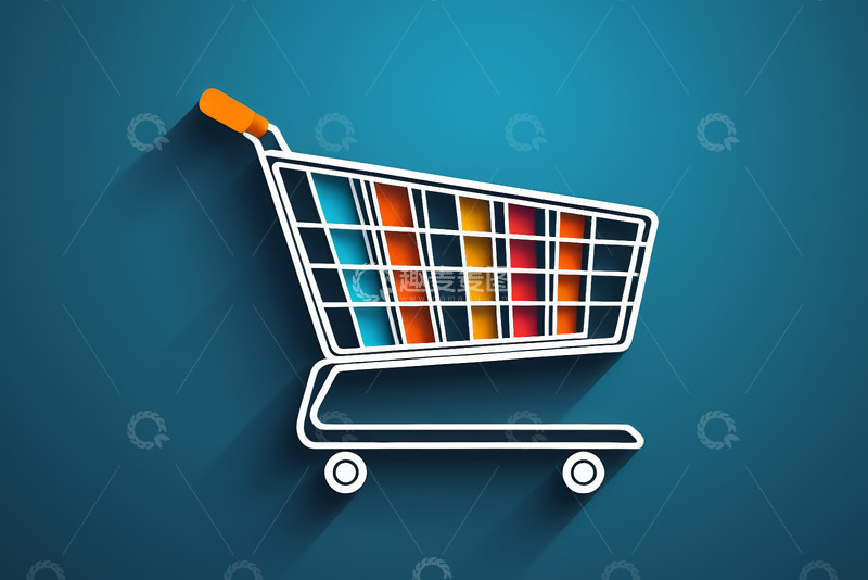 高清大图下载【趣麦麦图】蓝色背景购物车图标