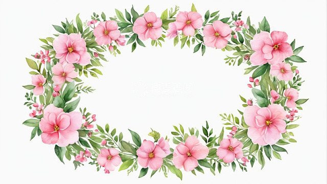 粉色花卉花环装饰素材