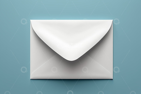 蓝色背景上的白色信封