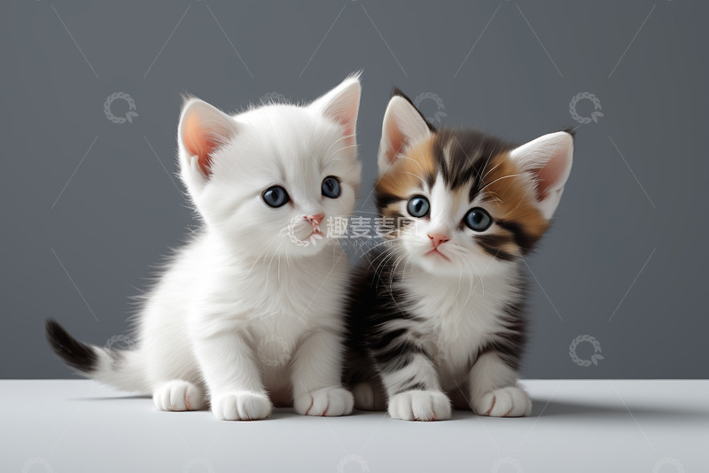 高清大图下载【趣麦麦图】两只可爱小猫同框特写