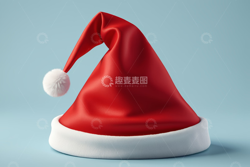 高清大图下载【趣麦麦图】红色圣诞老人帽子特写
