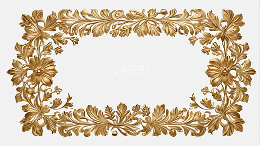 金色花卉装饰框架素材