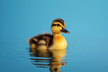 水中游泳的小黄鸭