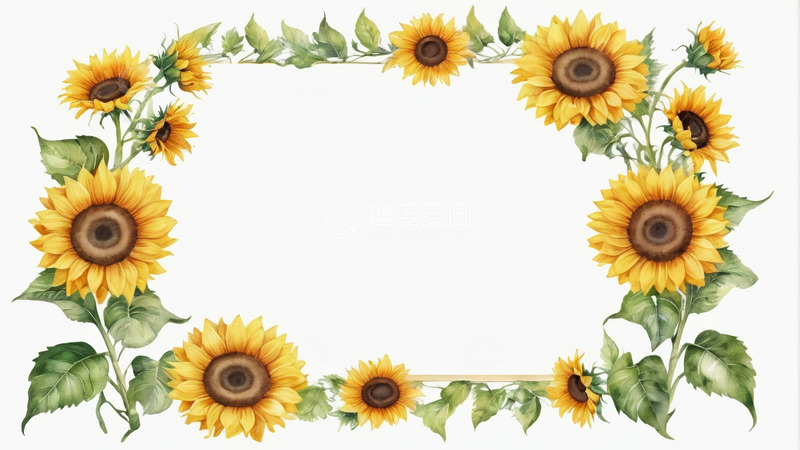 高清大图下载【趣麦麦图】向日葵花卉边框素材