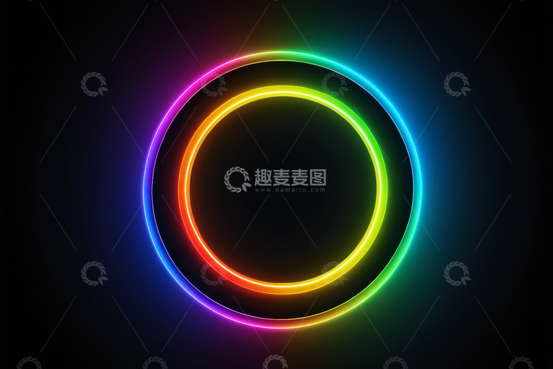 高清大图下载【趣麦麦图】彩色霓虹光圈背景素材