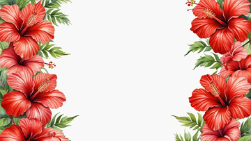 红色扶桑花装饰边框