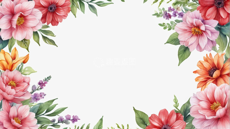 高清大图下载【趣麦麦图】花卉装饰边框插画