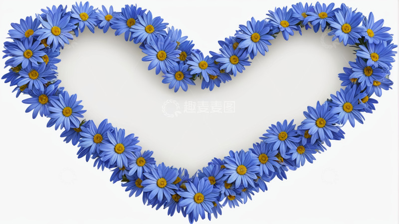 高清大图下载【趣麦麦图】蓝色花朵组成的心形图案
