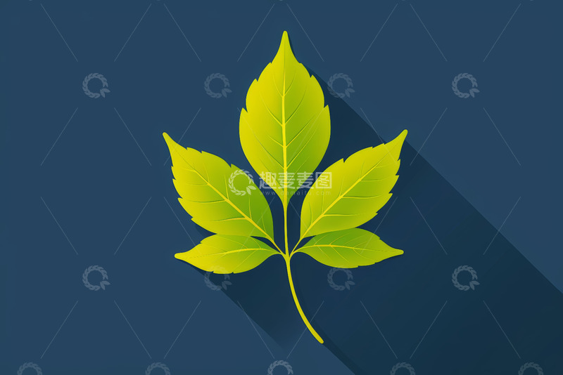 高清大图下载【趣麦麦图】蓝色背景上的绿色树叶素材
