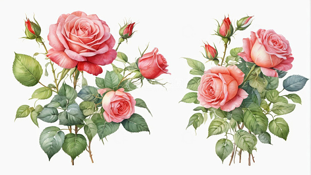 粉色玫瑰花插画