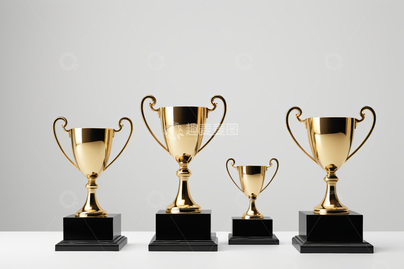 高清大图下载【趣麦麦图】多座金色奖杯展示