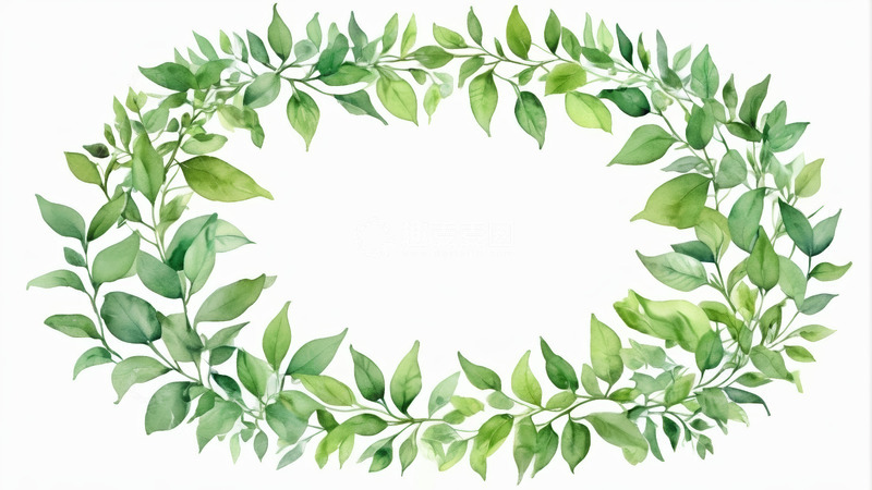 高清大图下载【趣麦麦图】绿色植物叶子花环装饰图