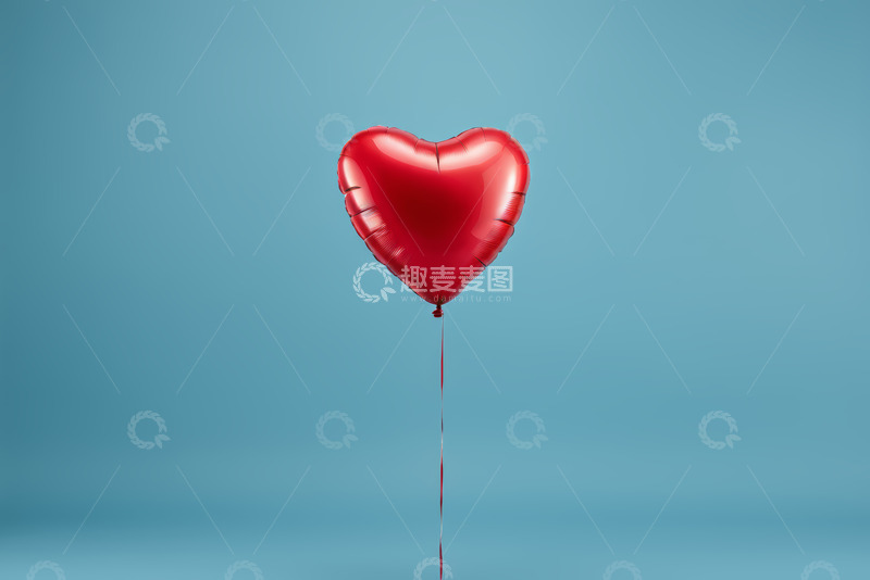 高清大图下载【趣麦麦图】蓝色背景红心气球
