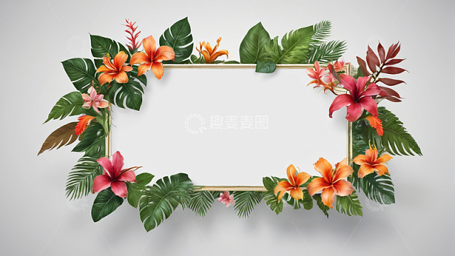 花卉绿叶装饰画框