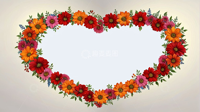 心形花卉花环图案