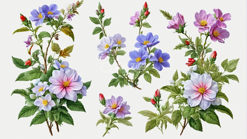 高清大图下载【趣麦麦图】多彩花卉植物图案素材