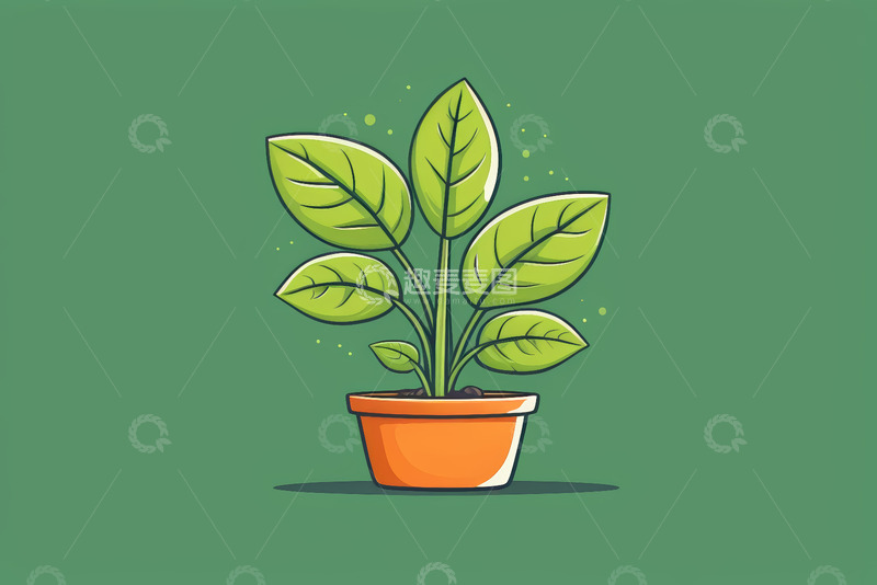 高清大图下载【趣麦麦图】-盆栽绿植动画插图