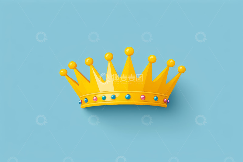 高清大图下载【趣麦麦图】蓝色背景上的黄色皇冠素材