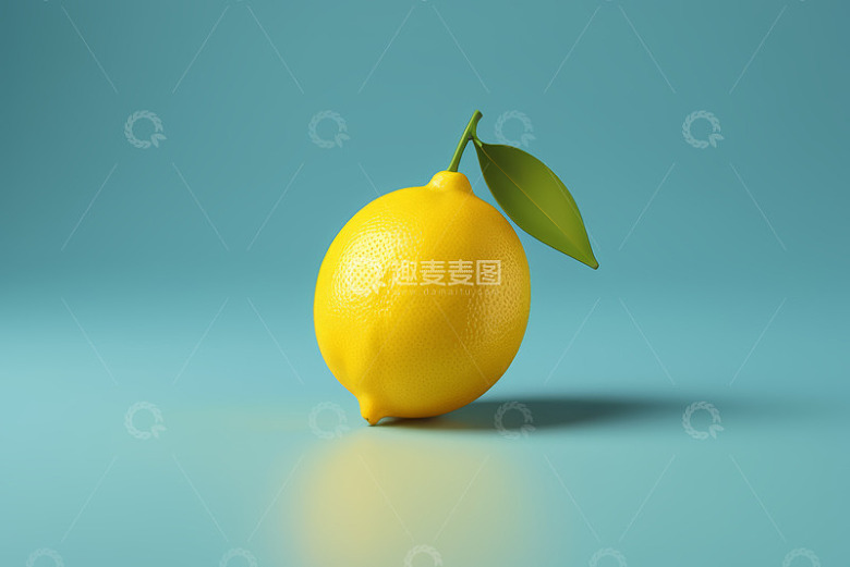 蓝色背景上的黄色柠檬