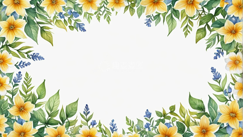 高清大图下载【趣麦麦图】花卉绿叶装饰边框