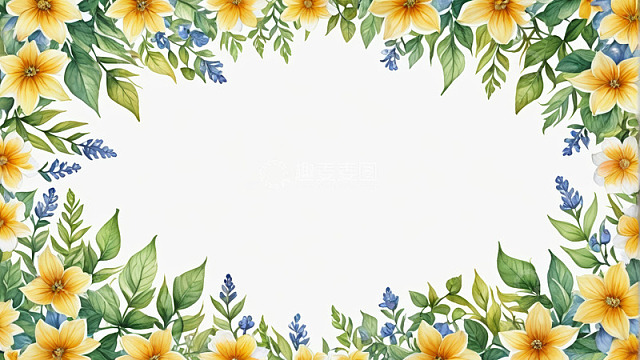 花卉绿叶装饰边框