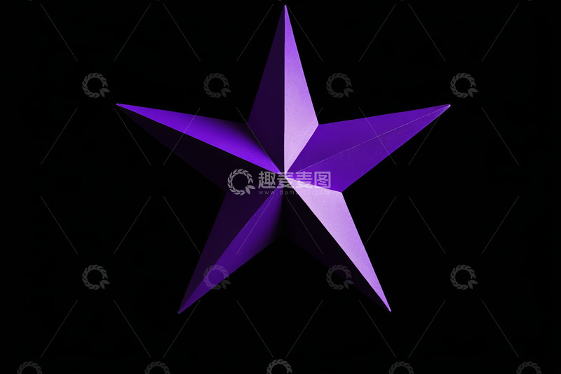 高清大图下载【趣麦麦图】紫色立体五角星特写