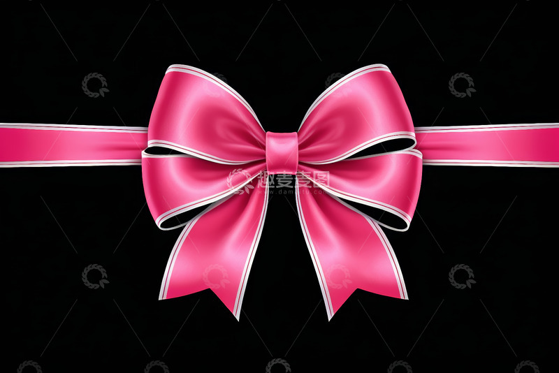 高清大图下载【趣麦麦图】黑色背景粉色蝴蝶结丝带
