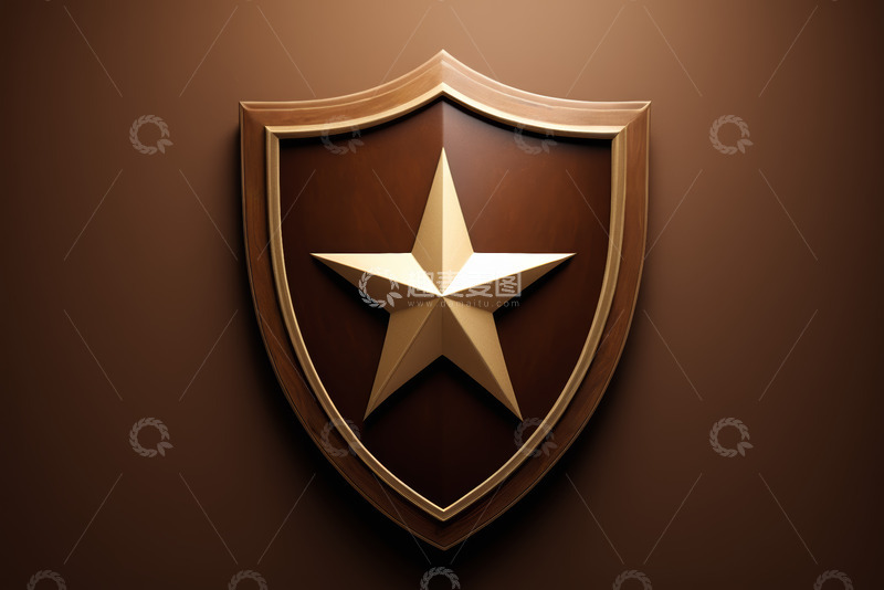 高清大图下载【趣麦麦图】盾牌形状金属徽章